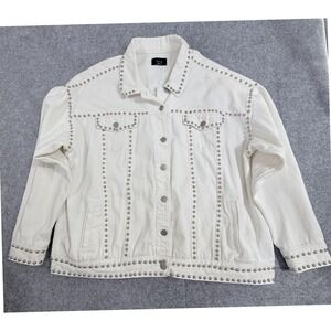 VICI White Studded Denim Jacket Medium